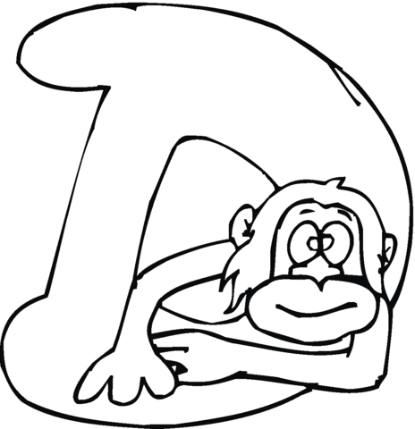 D Monkey Coloring Page